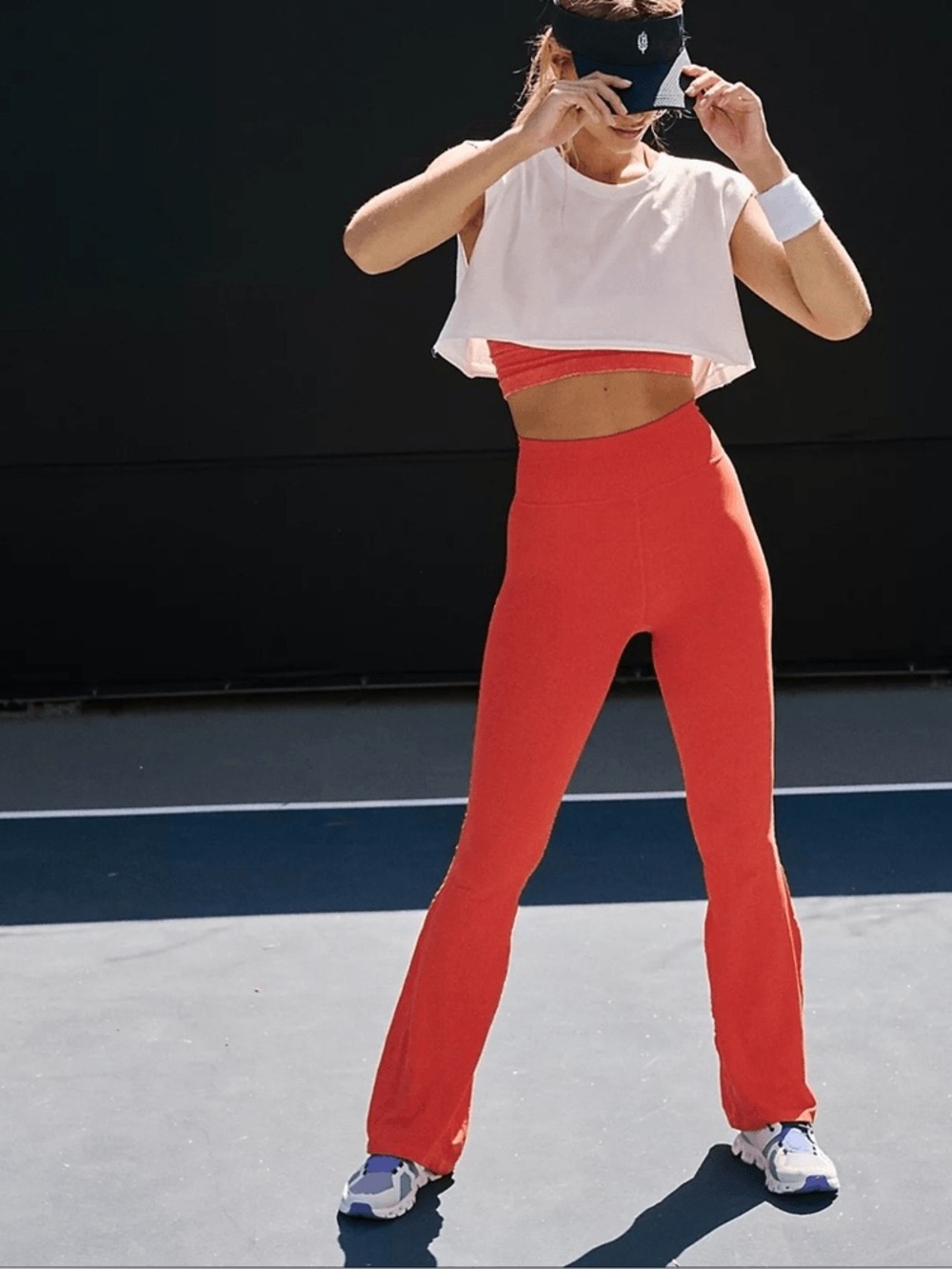 Free People Movement Good Karma Flare Yoga Seamless Leggings in Neon Coral